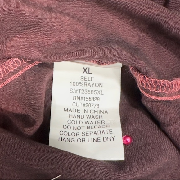 WHITE BIRCH Pink Black Ombre Button Down Roll Tab Long Sleeve Top Women's XL - Picture 6 of 8